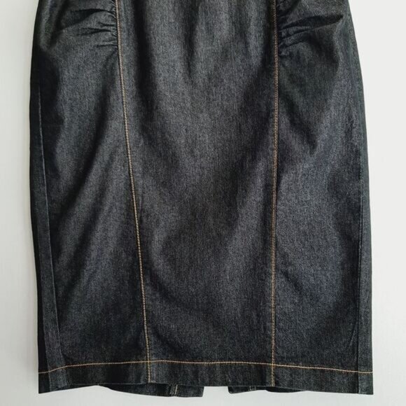 BISOU BISOU Y2K Blue Jeans Fitted High-Waist Pencil Midi Length Skirt Sz 6 - Picture 3 of 10